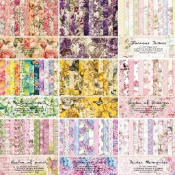 Estilo colorido Floral Papel de fundo, Scrapbook Pads, Junk Journal Paper Pack, Arte Artesanal Papel Artesanal, 6 Polegadas, 12 Folhas - Image 1