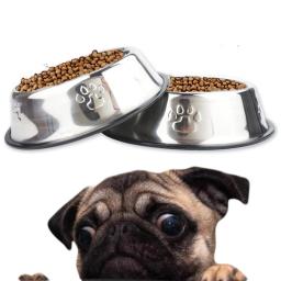 6 tamanho de aço inoxidável tigela do cão para o prato de água tigela de comida do cão pet filhote de cachorro gato pet tigela alimentador de alimentação bacia de água do cão para cães gatos - Image 1