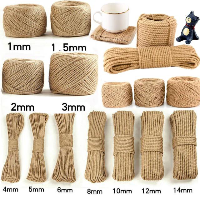 Fio de juta 100% natural para DIY: corda de cânhamo ideal para jardinagem, decoração e artesanato 1-14mm