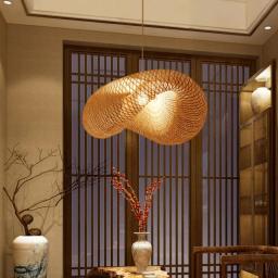 Design japonês Bamboo Birds Nest Chandelier, Hand-Woven, Personalidade Wave Hat, Criativo Hot Pot, Restaurante, Hotel Pingentes Lâmpadas - Image 2