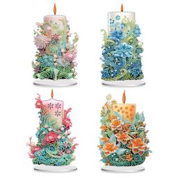 Pintura de diamante Tabletop Ornamentos Kit, 5D DIY Arte Acrílica, Flores Vela para Escritório, Desktop Decor - Image 1