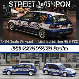 Modelo de carro Diorama Street Weapon, brinquedos em miniatura, coleção Diecast Racing, 1:64 EG6 TYPE R Kanjozoku, Osaka JDM - Image 1