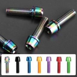 6 pçs/set parafusos do guiador da bicicleta titânio-banhado liga de aço colorido m5 * 18mm mtb guiador da bicicleta haste riser parafuso em parafusos - Image 4