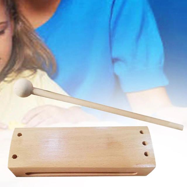 Brinquedo Instrumento Musical de Madeira com Malho - Bloco de Ritmo Fácil de Usar para Crianças, Ideal para Aniversários e Ambientes de Estudo