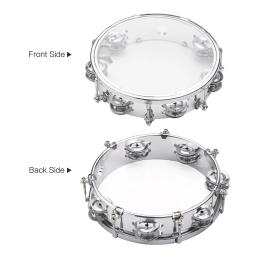 Mão tambor com dupla linha Metal pratos, pandeiro Handbell, Jingles instrumento de percussão, 8 ", 12pcs - Image 5