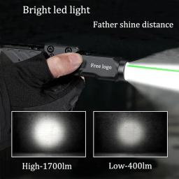 Tactical Green Laser Light Combo, lanterna recarregável, logotipo livre, 1700 Lumens, 2 em 1, M & P Mount, magnético - Image 5