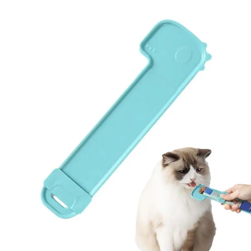 Cat Strip colher alimentação e rega suprimentos, armazenamento de alimentos para animais, Design dinossauro dos desenhos animados, Colher de comida úmida lickable - Image 1