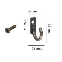 Pequeno gancho antigo ganchos de parede, fivela curva, fecho de chifre, gancho para caixa de jóias de madeira, hardware para casacos e roupas, 10pcs - Image 6