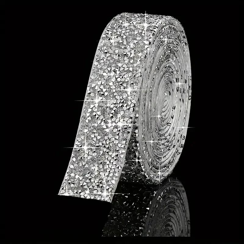 1 rolo autoadesivo glitter cristal strass adesivo fita de diamante diy adesivo strass artes artesanato carro telefone câmera deco - Image 1