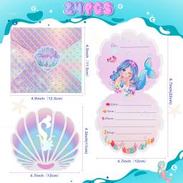 Convites do aniversário da sereia para meninas, fontes peroladas 3d do partido para as decorações do oceano do mar - Image 2