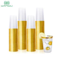 Descartáveis prata Rimmed copos plásticos, copos para casamentos, Thanksgiving, Natal, festas de Halloween, 12 Oz, 25 Packs - Image 1