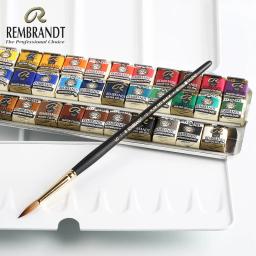 REMBRANDT Artista Conjunto de Pintura Aquarela Sólida 48/36/24/12 Cor Meia Panelas Portátil Caixa de Metal Pintura Escova Criação Desenho Suprimentos - Image 2