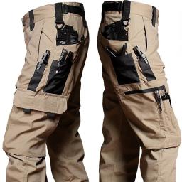 Calça de trabalho resistente ao desgaste homem multi-bolso calças de carga reta ao ar livre jogging calças táticas primavera outono calças casuais - Image 2
