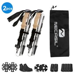 Pólos de trekking dobráveis com sistema de bloqueio rápido, bastão de alumínio leve, bengala, adequado para homens e mulheres, 2 peças - Image 1