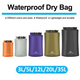 Saco seco impermeável para caiaque, natação, trekking, canoagem, ginásio flutuante sacos, acessórios de praia, rafting saco, 3L, 5L, 12L, 20L, 35L, 1pc - Image 1