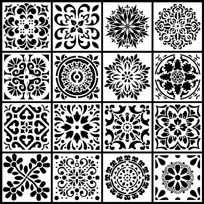 YOMDID-Mandala Pintura Modelos, Decoração Oca, Pintura Spray, Estêncil Ferramenta de Pintura, Arte Artesanal Suprimentos, Moldes, 16Pcs - Image 1