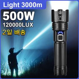 Lanterna LED mais poderosa, lanterna recarregável, lanterna tática de 3000 m, lanterna ultra potente com carregamento USB - Image 1