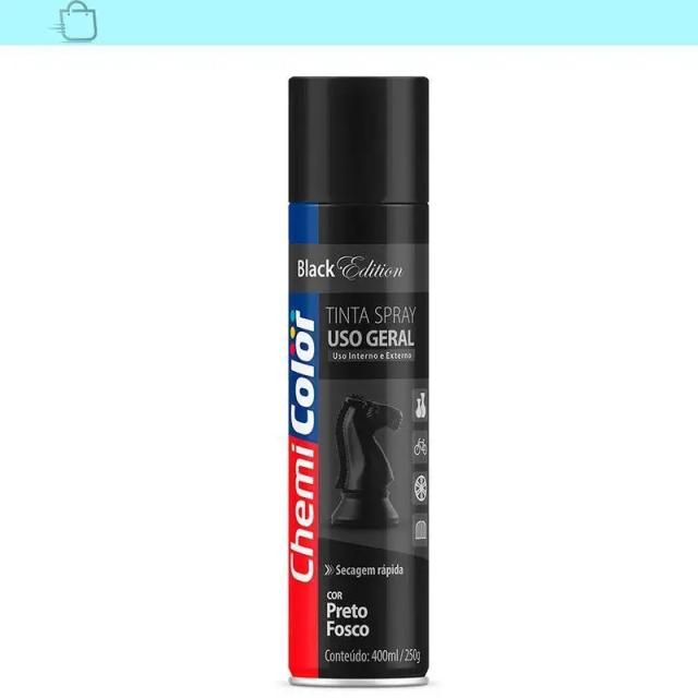 Tinta Spray Chemicolor Preto Fosco 400ml para Uso Geral