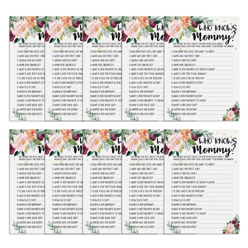 10pcs Floral Baby Shower Previsão e Conselhos Cartões Baby Shower Atividades do jogo - Image 1