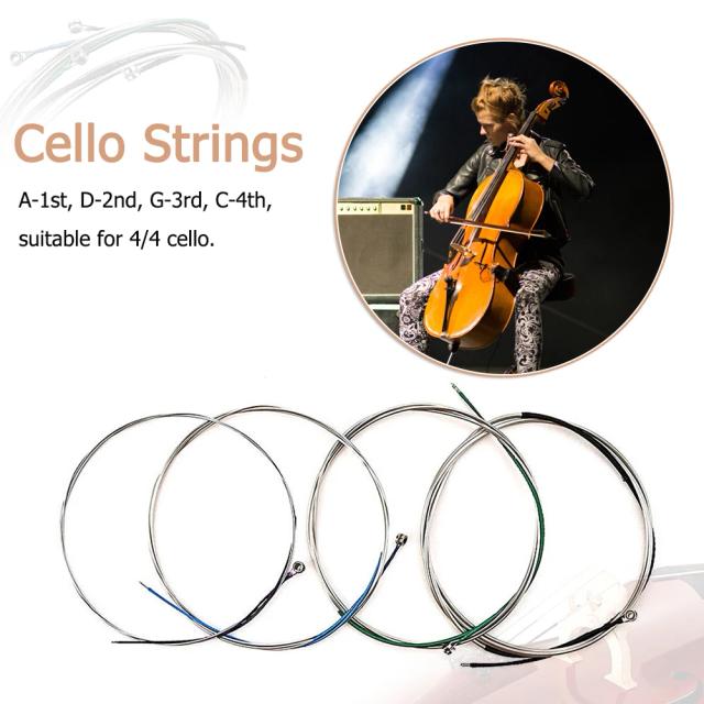 Conjunto Completo de Cordas de Violoncelo A-D-G-C com Núcleo de Aço - Som Quente para Tamanho 4/4