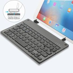 Mini teclado dobrável com suporte para telefone, placas de teclado dobráveis com conexão Bluetooth rotativa para telefone, laptop, tablet - Image 4