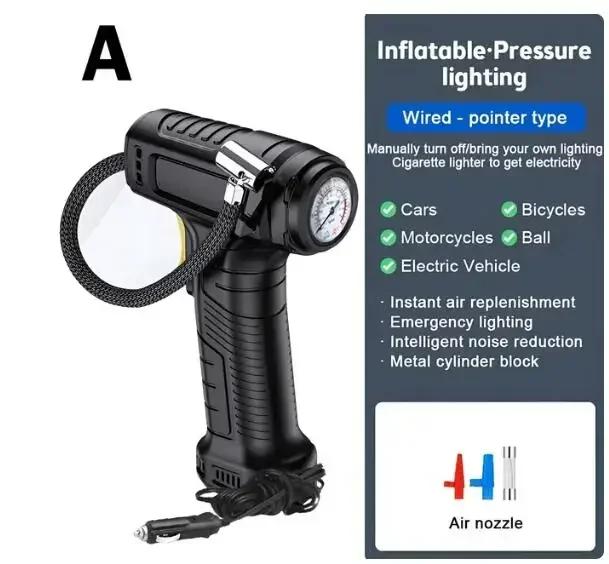 Compressor de Ar Portátil 120W: Sem Fio ou Com Fio, Ideal para Pneus de Carros, Bicicletas e Bolas
