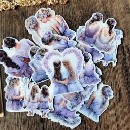 Desenhos animados adesivos para Artesanato e Scrapbooking, Aquarela, Roxo, Girls' Sisters, Foto de Grupo, Livro, Etiqueta de Estudante - Image 1