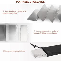 Folding Outdoor Camping Fogão pára-brisas, pára-brisa leve, escudo térmico, 8 placas, 10 placas - Image 3