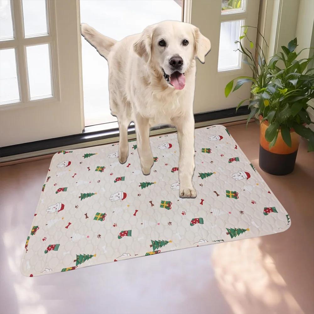 Almofada lavável do treinamento do filhote de cachorro, cama do animal de estimação, tapetes da urina, desenhos animados bonitos, árvore de Natal, cópia do boneco de neve - Image 3