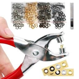 Metal ilhó e soco morrer ferramenta, kit de ferramentas manuais DIY, artesanato em couro, cinto de couro e chapéu ilhó, 4mm, 100 conjuntos - Image 1