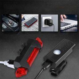 Conjunto de luzes dianteiras e traseiras, USB, Lanterna traseira de segurança LED, Farol, Ciclismo noturno, Acessórios para bicicletas, MTB - Image 6