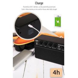 Amplificadores de guitarra recarregáveis 10W 3000mah Mini amplificador de baixo de guitarra Bluetooth com canais limpos e de movimentação - Image 6
