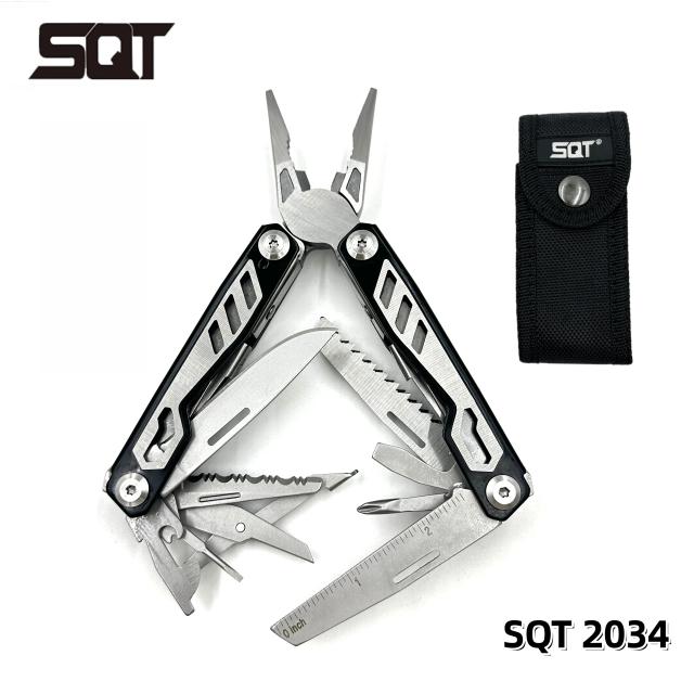 SQT Alicate Multifuncional 15 em 1 Aço Inoxidável para Camping EDC
