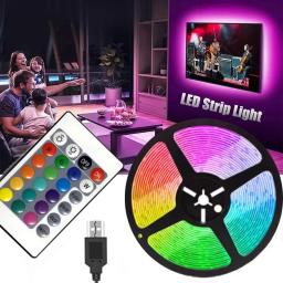 2m usb powere led luz corda mesa do computador diy backlight 24 chave de controle remoto rgb fita multicolorida decoração para casa tira luz - Image 1