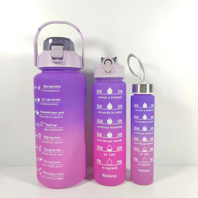 Garrafa de Água Esportiva para Atividades ao Ar Livre - Conjunto com 3 Copos Plásticos Fitness para Homens e Mulheres