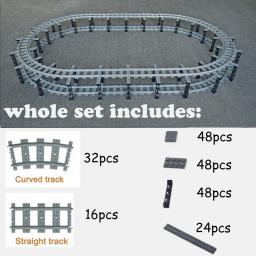 Cidade Treina Trem Trilha Trilho Trilhos Straight & Curvo Conjunto de Blocos de Construção Tijolos Brinquedos Infantis Modelo Compatível Grande Marca - Image 1