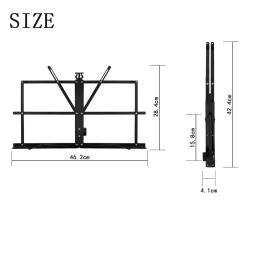 Suporte de partitura dobrável portátil de mesa preto dobrável suporte de música para acessórios de instrumento musical - Image 6