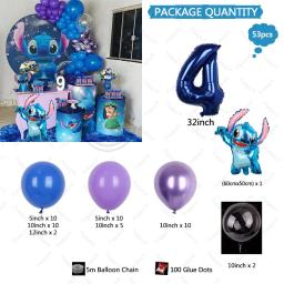 Balões de festa temática ponto Disney, azul e roxo, kit arco de balão de látex para menino de 1 a 9 anos, decoração de aniversário infantil, 53 peças - Image 5