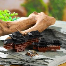 Ornamento de ponte coberta em miniatura, modelo de ponte coberta simulado, pequeno modelo arquitetônico antigo, ornamento de paisagem para bonsai - Image 6