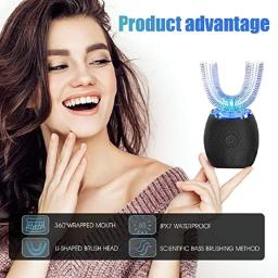 U forma sonic escova de dentes elétrica 360 graus limpeza da boca automática escova de dentes de silicone luz azul fria escova de clareamento dos dentes - Image 2