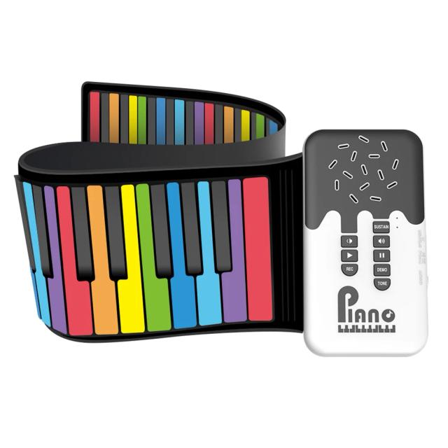 Piano Eletrônico Rolável Flexível de 49 Teclas com MIDI, Bluetooth e Acessórios para Amantes da Música e Iniciantes