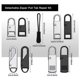 5/10 pçs metal zíper puxar substituição destacável zíper slider puxar guia kit de reparo para vestuário jaqueta diy artesanato costura zip cabeça - Image 2