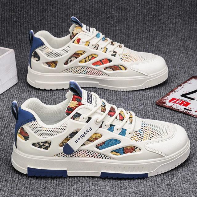 Sapatilhas de Malha Respirável Masculina para Verão - Tênis de Skate, Caminhada e Esporte com Design de Luxo