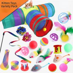 Conjunto de combinação de brinquedos de gato Vara engraçada Mouse de sisal Bola de sino Suprimentos de túnel Brinquedos de gatinho Acessórios de variedade - Image 1