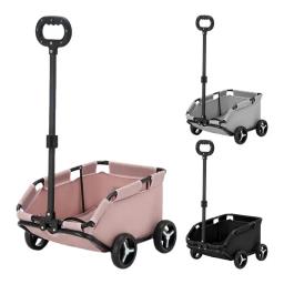Carrinho dobrável para cães e gatos, transporte de animais, 4 rodas, carrinho leve, cachorro e gatos, carrinho para viagens, compras e caminhadas - Image 2