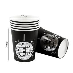Conjunto de utensílios de mesa descartáveis para festa temática de discoteca, prata, bola de discoteca, guardanapos, copos, decoração de festa de aniversário dos anos 70, suprimentos de casamento - Image 3