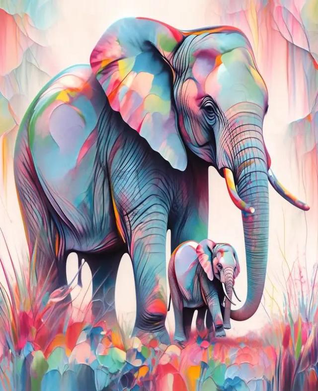 Kits de Pintura Acrílica RUOPOTY com Moldura - Tinta por Número de Elefante para Iniciantes, Ideal para Decoração de Casa e Quarto