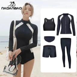 Homens e mulheres de manga comprida, roupa de mergulho de secagem rápida, snorkeling surf wetsuit, Zipper Water Sport Clothing, Five Suit - Image 5