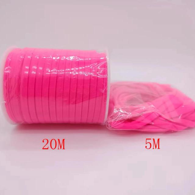 Corda Elástica Oco Costurada de Lycra com Fibra de Leite - 5mm em Listras e Cores Lisas