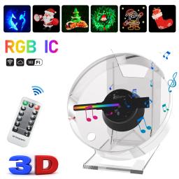 Publicidade Holográfica Luzes LED, 3D Desktop Model Fan, Tela com Reprodução De Áudio, Transparente Capa COOL - Image 6